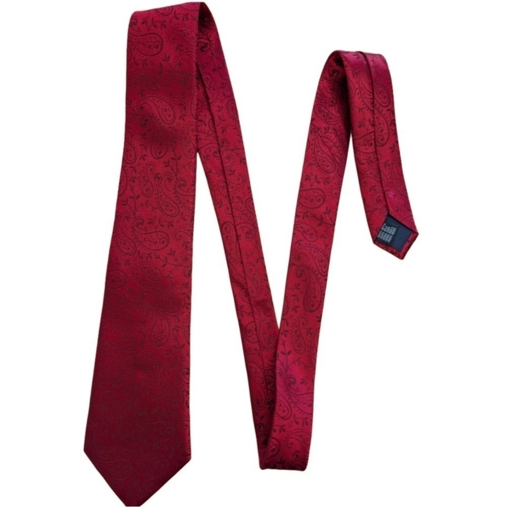 Landisun Of Hi Malaya 100%‎ Silk Red Paisley Pattern Men's Tie
